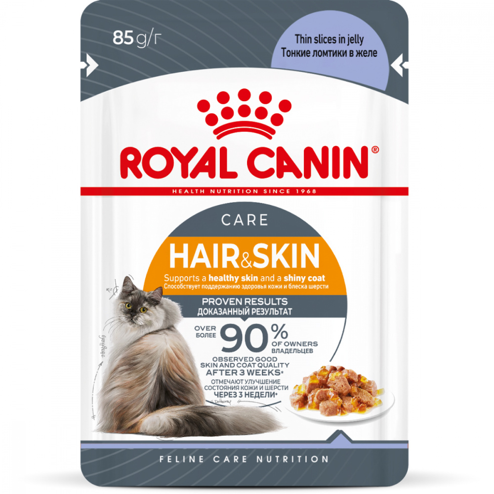 Royal Canin Паучи Кусочки в желе для кошек, идеальная кожа и шерсть (Hair&Skin) 85 гр