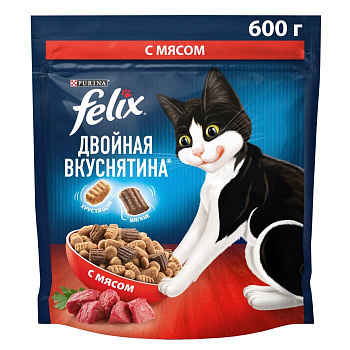 Felix Сухой корм для кошек Двойная вкуснятина с мясом 600г