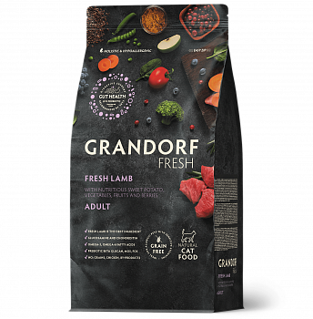 GRANDORF Fresh Сухой беззерновой корм для кошек Свежее мясо ягненка с бататом (Lamb&Sweet Potato)