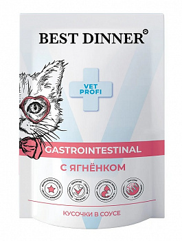 Best Dinner Паучи VET PROFI для кошек Поддержание здоровья ЖКТ (Gastrointestin) Ягненок, в соусе 85г