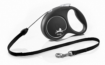 Flexi Рулетка-трос для собак до 12кг, 5м, черная (Black Design S Cord 5m black)
