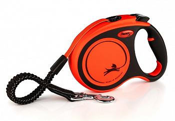 Flexi Рулетка-ремень для активных собак с усил. поводком до 55кг, 8м (Xtreme L Tape 8m black/orange)