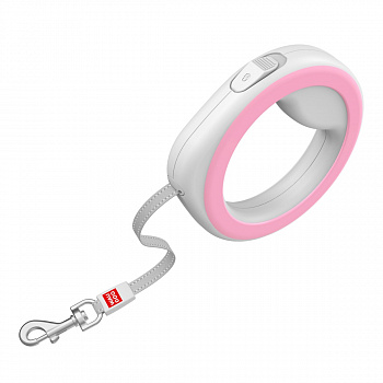 COLLAR Поводок-рулетка для собак WAUDOG R-leash, круглая, XS-M, до 40 кг, 2,9 м, лента, розовая