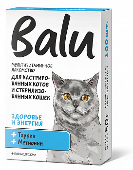 Balu Лакомство мультивит. для кошек "здоровье и энергия" таурин и метионин 100таб