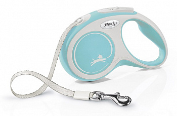 Flexi Рулетка-ремень для собак до 15кг, 5м, голубая (New Comfort S Tape 5m light blue)