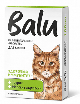 Balu Лакомство мультивит. для кошек "здоровый иммунитет" таурин и морские водоросли 100таб