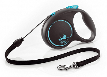 Flexi Рулетка-трос для собак до 20кг, 5м, синяя (Black Design M Cord 5m blue)