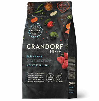 GRANDORF Fresh Сухой беззерновой корм для стерилиз. кошек Ягненок (STERILISED Lamb&Sweet Potato)