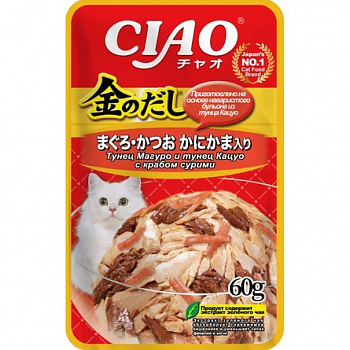 INABA Паучи для кошек в желе Микс тунцов, сурими 60 гр