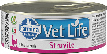 Farmina Консервы Vet Life для кошек при мочекаменной болезни, струвитах (Struvite) паштет 85гр