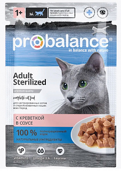 ProBalance Паучи для стерилиз.кошек / кастр. котов с креветкой (Sterilized) 85 гр