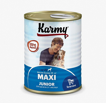 Karmy Консервы для собак Макси Юниор Телятина 340гр