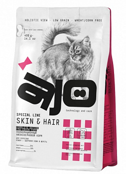 AJO Сухой корм для кошек здоровая кожа и шерсть с лососем и индейкой (Skin&Hair)