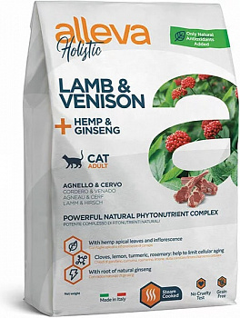 Alleva Holistic Cat Для кошек с ягненком и олениной, коноплей и женьшенем