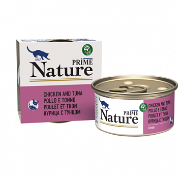 PRIME NATURE Консервы для кошек Курица с тунцом 85г