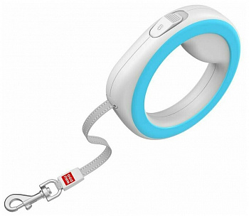 COLLAR Поводок-рулетка для собак WAUDOG R-leash, круглая, XS-M, до 40 кг, 2,9 м, лента, голубая