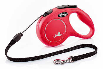 Flexi Рулетка-трос для собак до 20кг, 5м, красная (New Classic M Cord 5m red)
