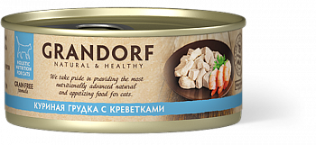 GRANDORF Консервы для кошек Куриная грудка с креветками 70 гр