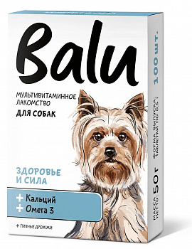 Balu Лакомство мультивит. для собак "здоровье и сила" кальций и омега3 100таб