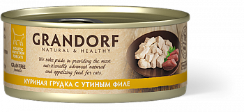 GRANDORF Консервы для кошек Куриная грудка с утиным филе 70 гр