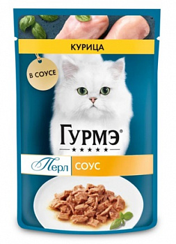 Гурмэ Паучи для кошек Перл, курица соус 75 гр