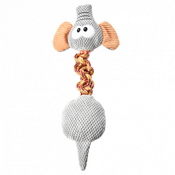 Pet it Игрушка для собак серия Wow Stretch, плюшевая Слоненок с веревкой и пищалкой, 15x45 см
