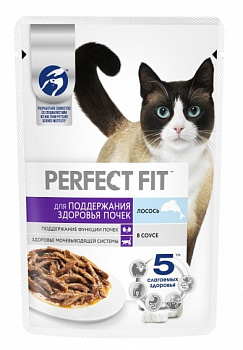 PERFECT FIT Паучи для кошек с лососем Здоровье почек 75 гр