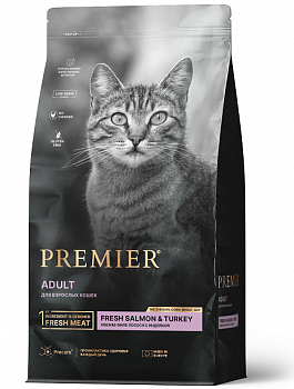 PREMIER Cat Сухой корм для кошек Свежее филе лосося с индейкой (Salmon&Turkey ADULT)