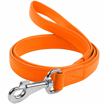 COLLAR Поводок для собак кожаный WAUDOG Glamour, Ш 25 мм, Дл 122 см оранжевый