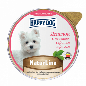Happy dog Natur Line Ламистер для собак Ягненок с печенью, сердцем и рисом паштет (НФКЗ) 125 гр