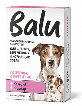 Balu Лакомство мультивит. для щенков, беременных и кормящих собак "здоровье и развития" 100таб