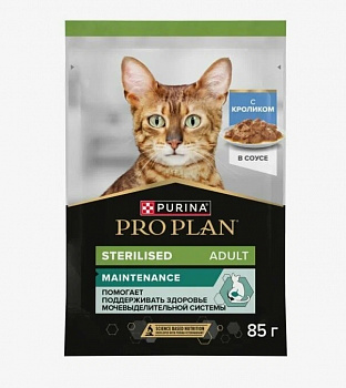 Pro Plan Паучи Кусочки в соусе для кастрированных кошек с кроликом (Sterilised) 85 гр