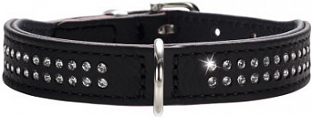 Hunter ошейник для собак Diamond petit 42 (35-39 см) кожа 2 ряда страз черный