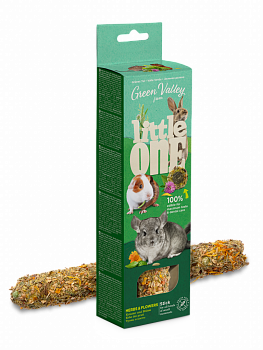 Little One Green Valley беззерновая палочка для декоративных грызунов с травами и цветами 160 г