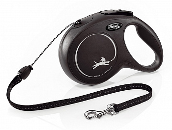 Flexi Рулетка-трос для собак до 20кг, 8м, черная (New Classic M Cord 8m black)