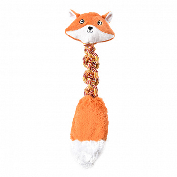 Pet it Игрушка для собак серия Wow Stretch, плюшевая Лисичка с веревкой и пищалкой, 15x45 см