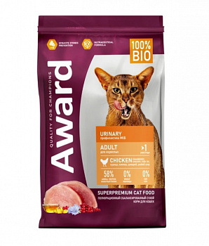 AWARD Сухой корм для кошек профилактика МКБ с курицей (Urinary)