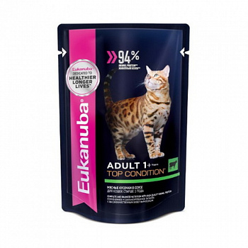 Eukanuba Паучи для кошек с говядиной в соусе 85 гр (10150833)