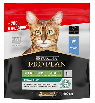 Pro Plan Для кошек кастрированных с Кроликом (Sterilised RENAL PLUS) 400гр + 200гр (АКЦИЯ)