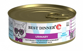 Best Dinner Консервы VET PROFI для кошек Профилактика заболеваний МКБ (Urinary) Цыпленок 100гр