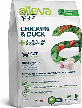 Alleva Holistic Cat Для кошек с курицей, уткой, алоэ вера и женьшенем