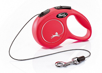 Flexi Рулетка-трос для собак до 8кг, 3м, красная (New Classic XS Cord 3m red)