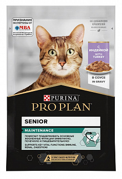 Pro Plan Паучи Кусочки в соусе для пожилых кошек с индейкой (Adult 7+) 85 гр