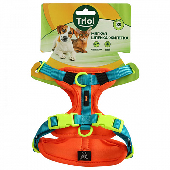 Triol Шлейка-жилетка мягкая "Рио" XS, оранжевая, обхват шеи 240-350мм, обхват груди 290-460мм