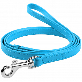 COLLAR Поводок для собак кожаный WAUDOG Glamour, Ш 12 мм, Дл 122 см голубой