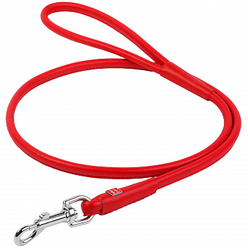 COLLAR Поводок для собак кожаный WAUDOG Glamour, круглый, Д 6 мм, Дл 122 см красный