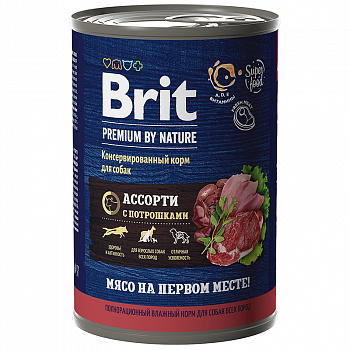 Brit Premium Консервы для собак всех пород с мясным ассорти с потрошками, 410 г