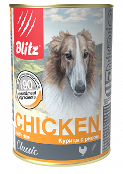 Blitz Консервы для собак Classic «Курица с рисом» 400 гр 