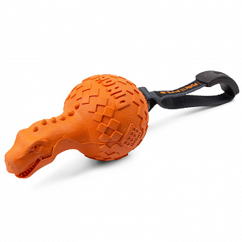 GiGwi Игрушка для собак Динобол Т-рекс с отключаемой пищалкой 13см, серия DINOBALL PUSH TO MUTE