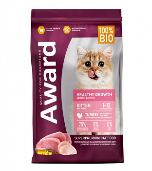 AWARD Сухой корм для котят с индейкой и курицей (Healthy growth)